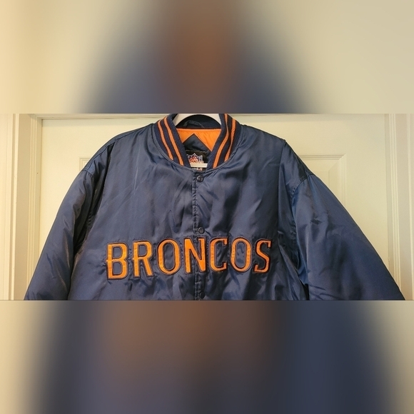 Vintage Denver Broncos Game Day NFL Varsity Bomber Jacket Large Quilted Satin - Picture 2 of 13